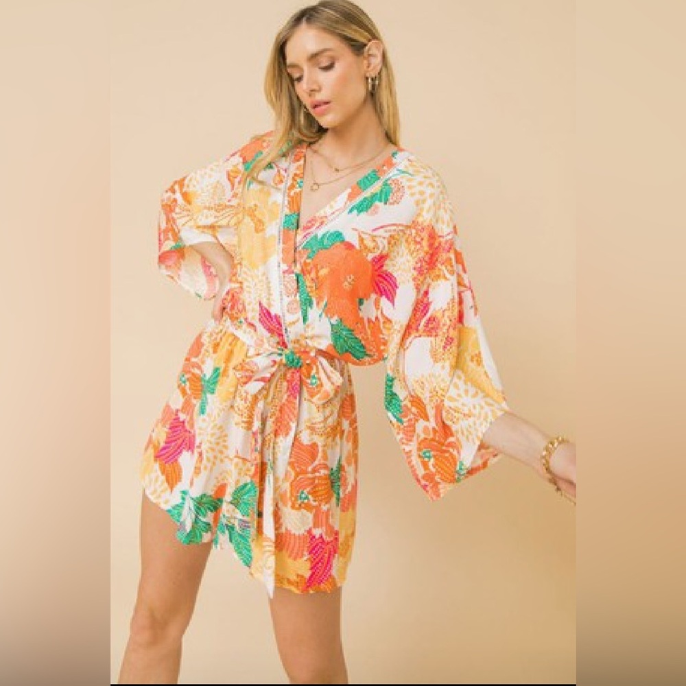 Vibrant Floral Kimono Romper